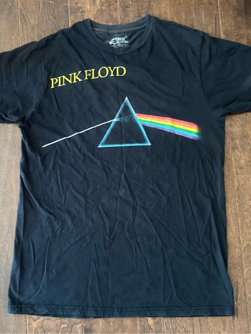 Pink Floyd Black Tee with Prism Rainbow Graphic
